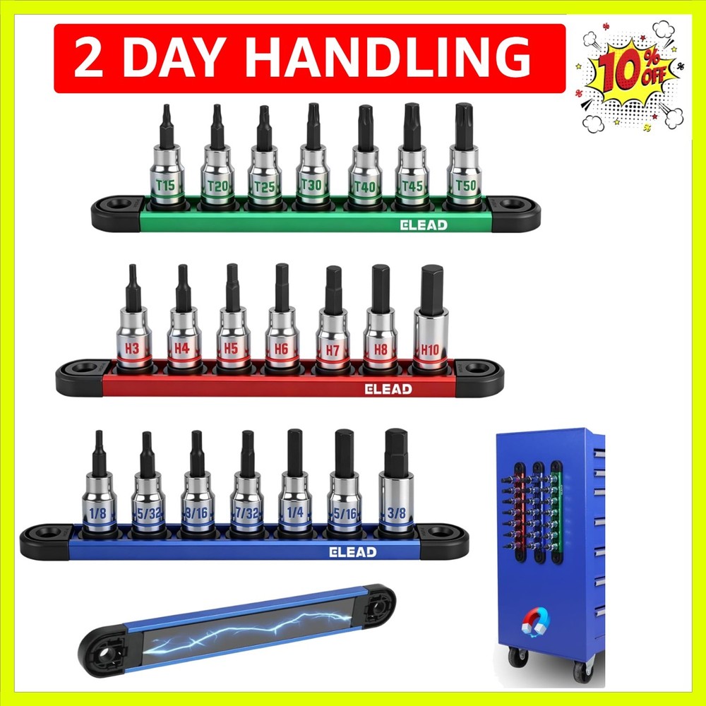 21-Piece Allen Bit Socket Set, 3/8" Drive Hex & Torx Socket Set with Magnetic...