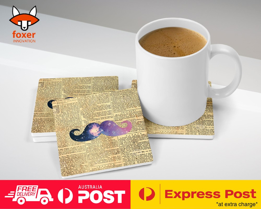 COASTER COFFEE DRINKING MAT|HIPSTER COLOURFUL MOUSTACHE #5