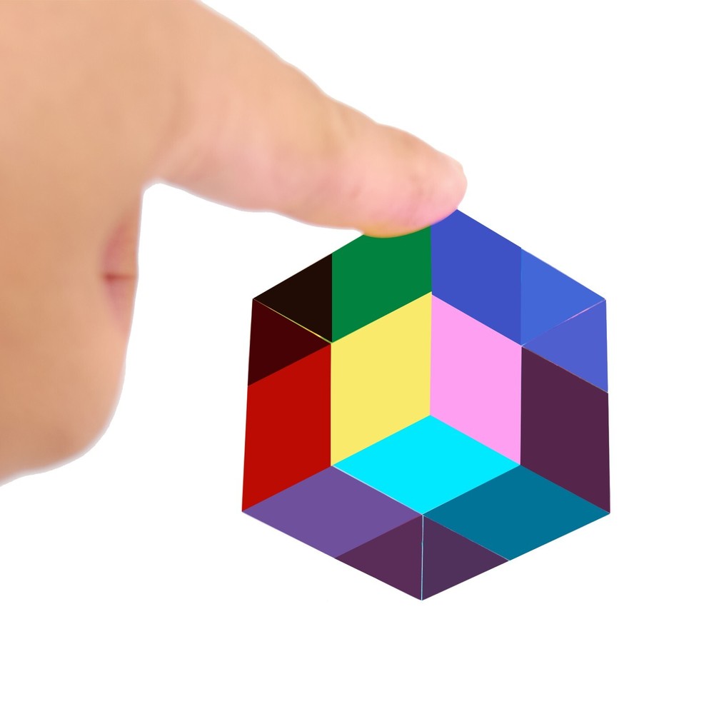 CMY Color Cube, Acrylic Prism, Science Learning Educational Toy, Desktop Decor