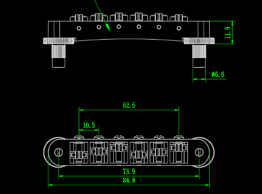 GUYKER Tune-O-Matic Roller Saddle Guitar Bridge Post Hole 4.2mm Chrome