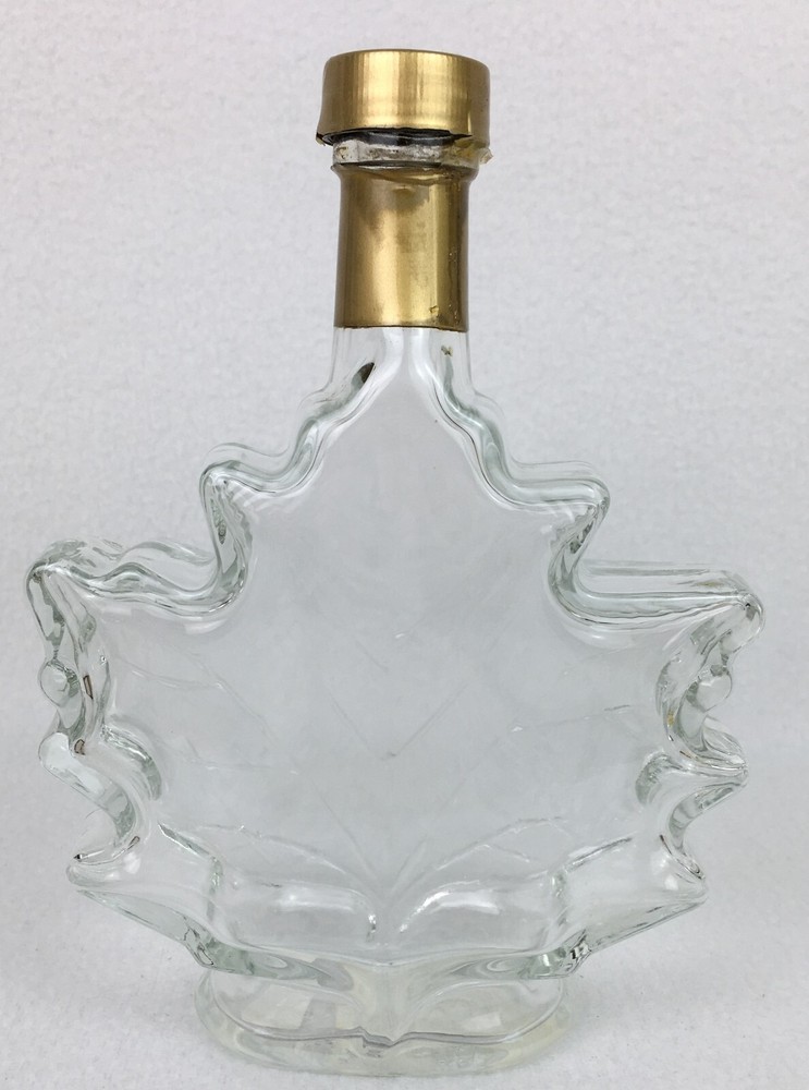 Maple Leaf Shaped Syrup Bottle - Embossed - Glass - 8 oz VGC