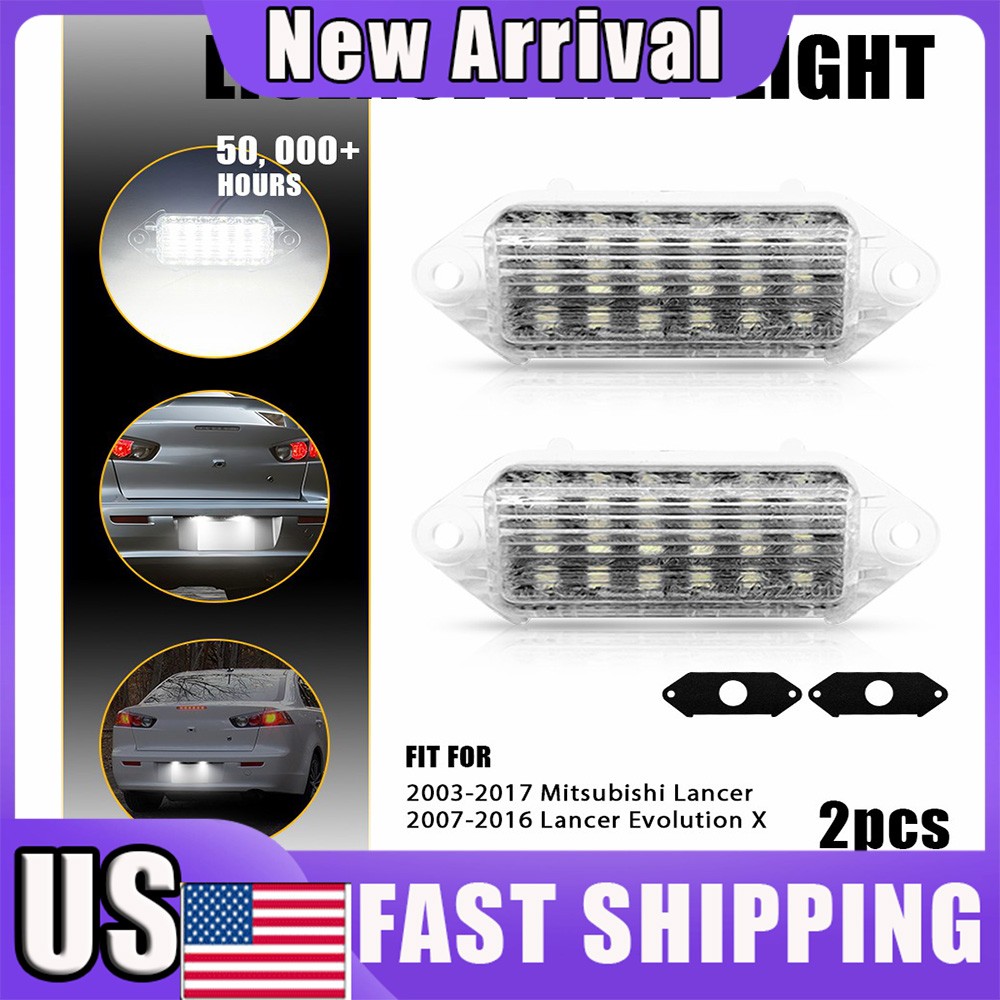 Pair Full LED Bright White License Plate Light Fits 2007-2016 Lancer Evolution