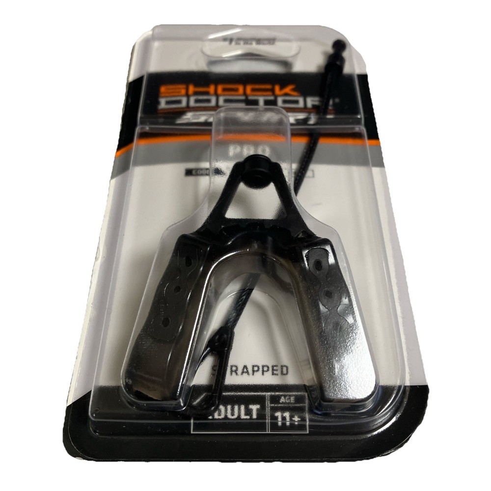 Shock Doctor Pro Strapped Mouth Guard Black Basic All Around Performance Age 11+