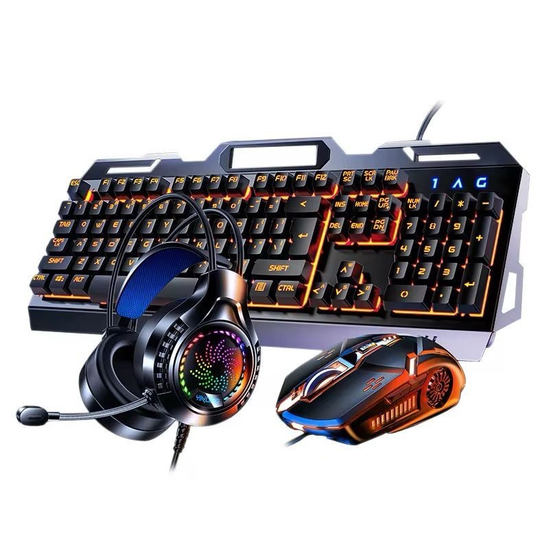 RGB Backlit Gaming Bundle, Keyboard, Mouse, and Headset with Metal Panel