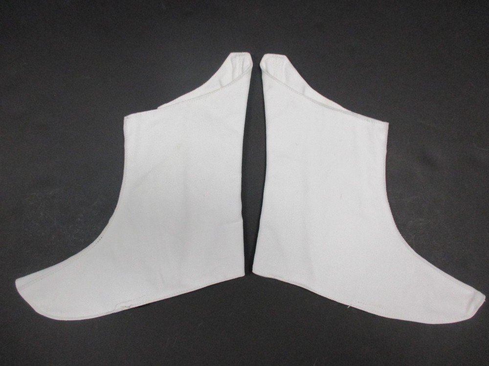 NEW WHITE CANVAS SPATS Shoe Covers w/ Black Button Side Band Uniform Accessory