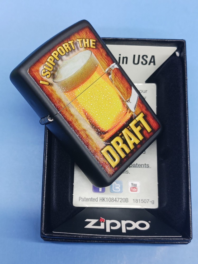 Zippo 28294 Black Matte I Support The Draft