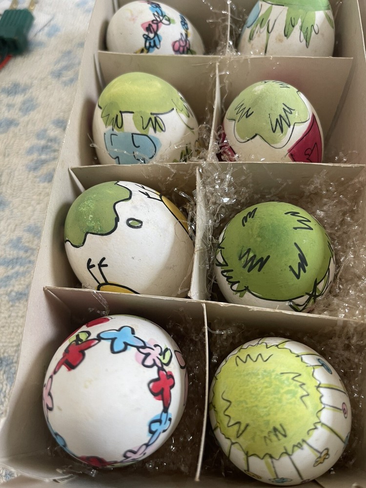 10 Easter eggs Old World Christmas Light Hand Painted Vintage