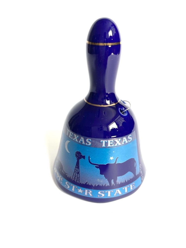 Texas dinner Bell - Ceramic Cobalt Blue