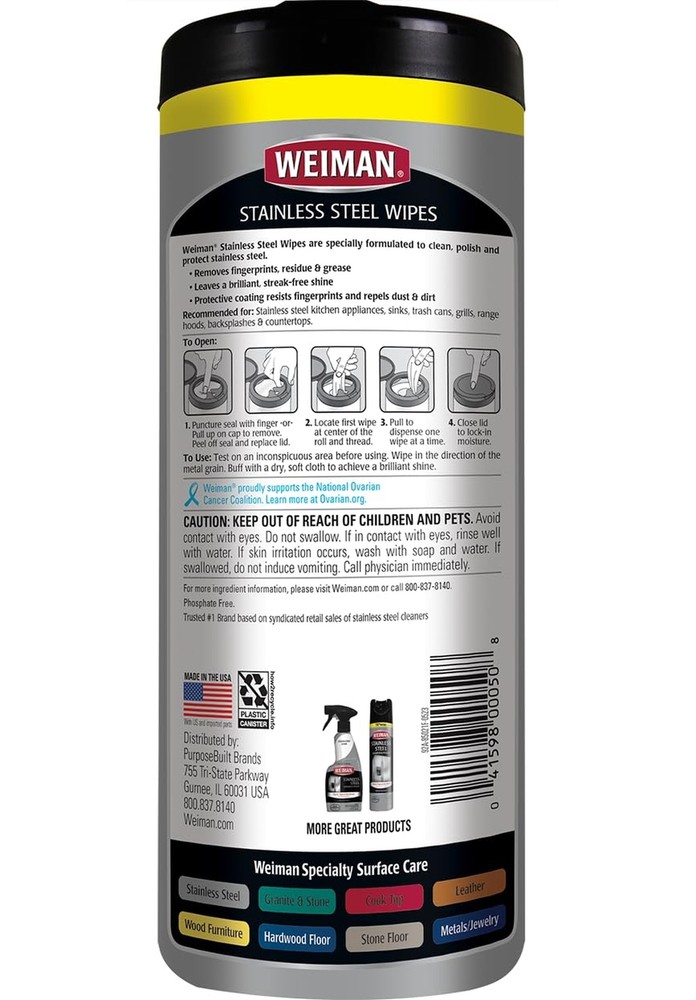 Weiman Stainless Steel Wipes (Large Microfiber Cloth)