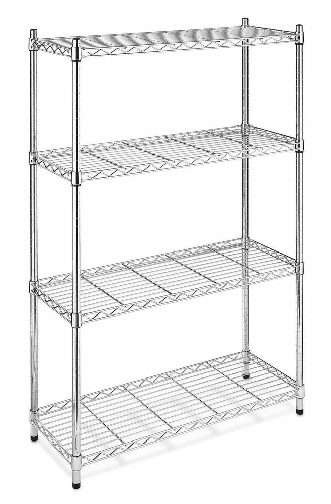 4 Tier Wire Shelving Unit Adjustable Metal Shelf Rack Kitchen Storage Organizer