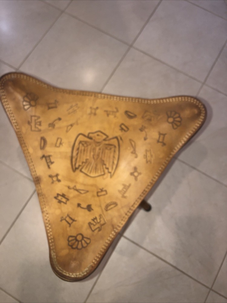 3 Legged Leather Southwest Stool USA Made