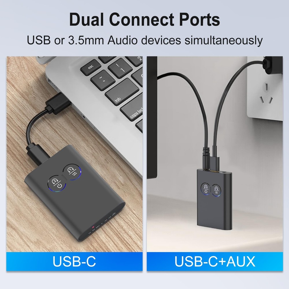 Bluetooth Transmitter Receiver for TV, 2-in-1 Bluetooth 5.3 Adapter with Qual...