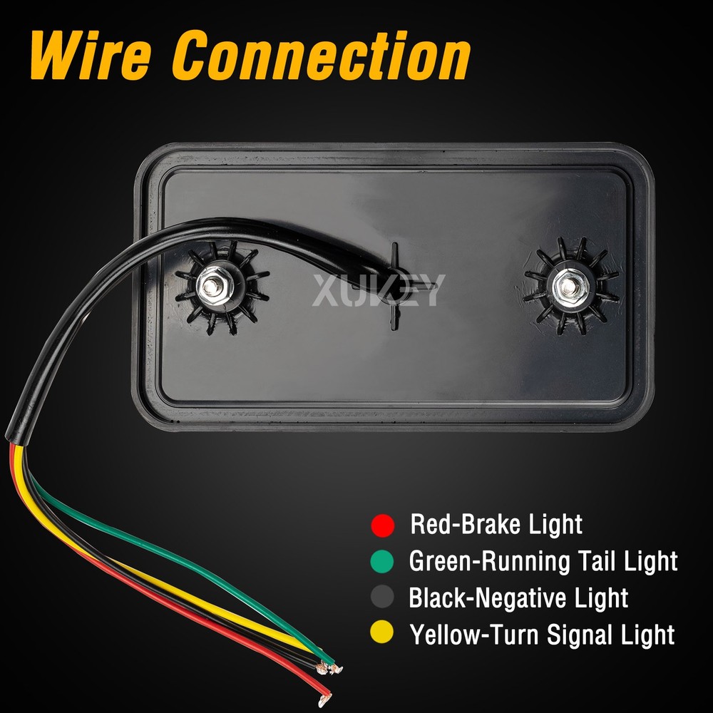 1 Pair Rear LED Square Trailer Tail Brake Indicator Lights Boat Truck Waterproof