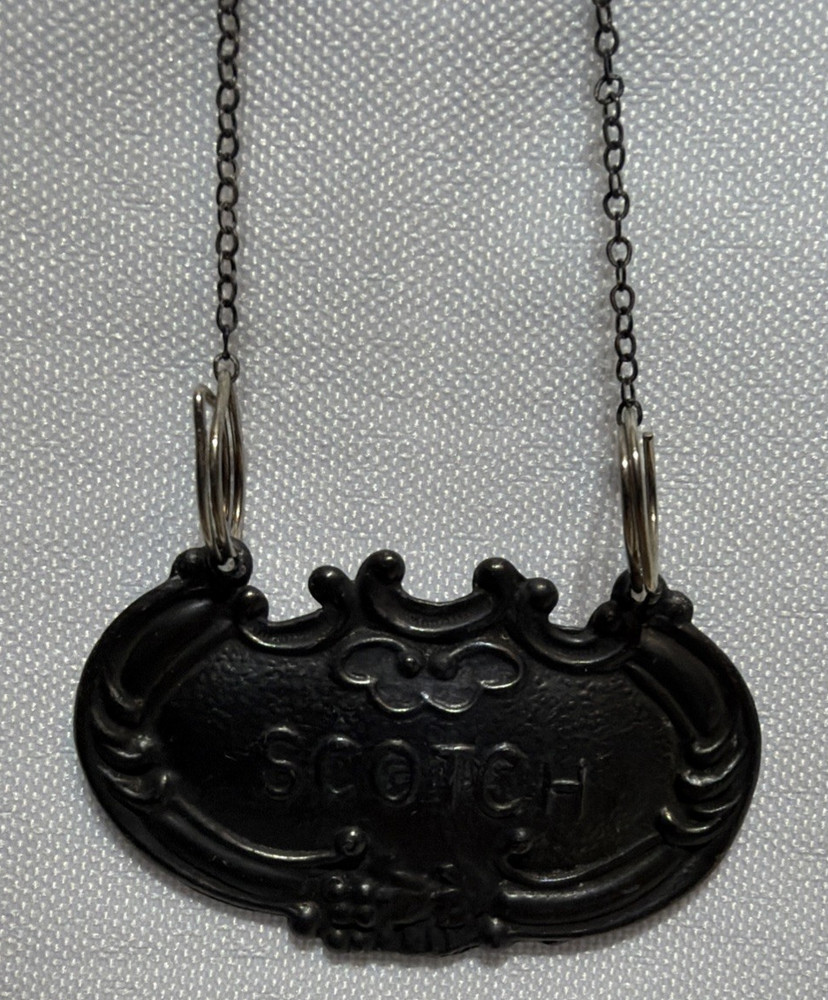 VINTAGE STERLING SILVER? " SCOTCH " BOTTLE TAG LABEL