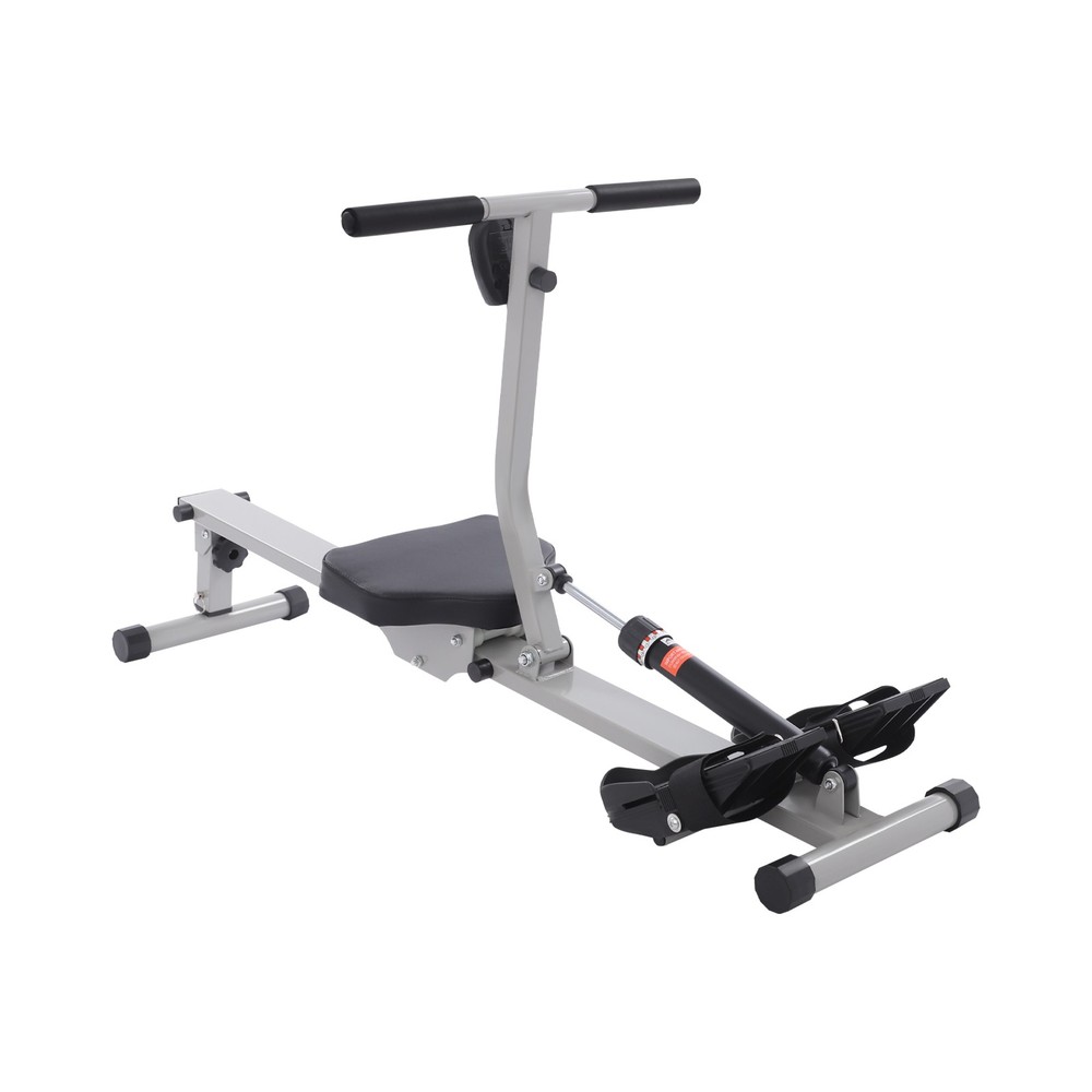 Grey+Black Foldable Home Rowing Exercise Machine with LED Display 25.35lbs