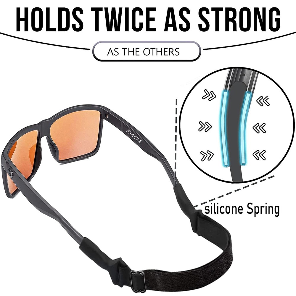 KSACLE Adjustable Glasses Strap - Upgrade 4 Pack No Tail 14 inch, Black