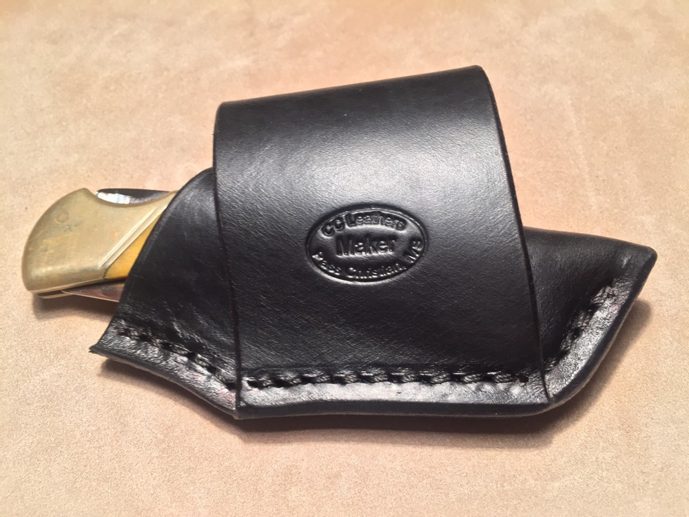 Custom Black Leather Crossdraw Sheath for Buck 110/112