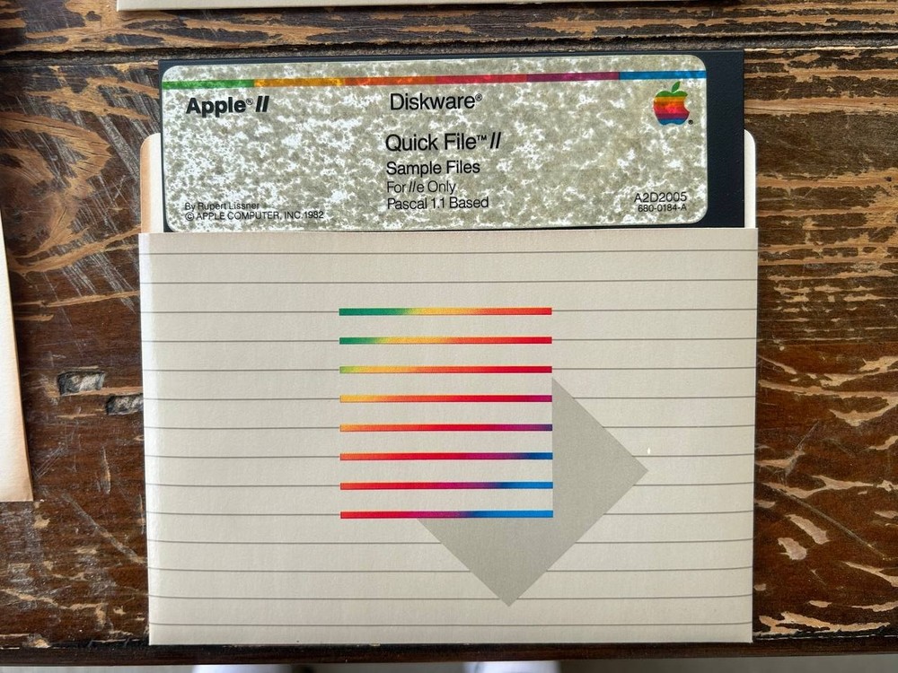 Apple II Quick File II Software with Disks. Manuals. Box. 1982 year