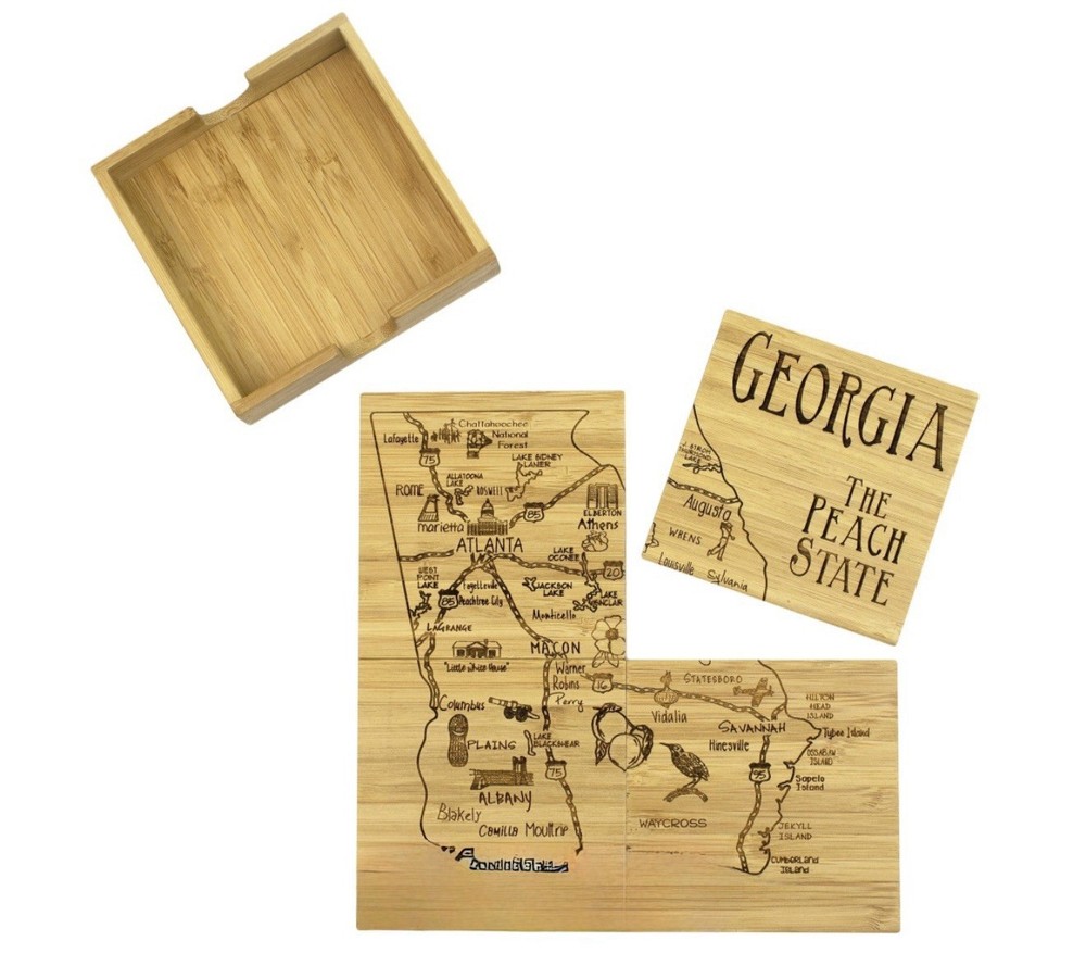 Totallybamboo Georgia Puzzle Coaster Set