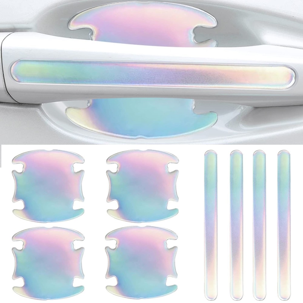 8Pcs 3D Illusion-Colour Car Door Handle Cup Protector, Illusion-colour