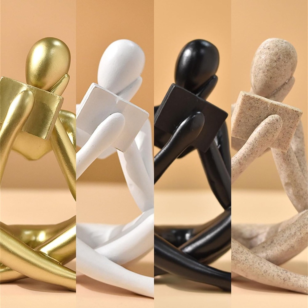 Creative Aesthetic Character Reading Thinker Decoration for Sit-beige-a