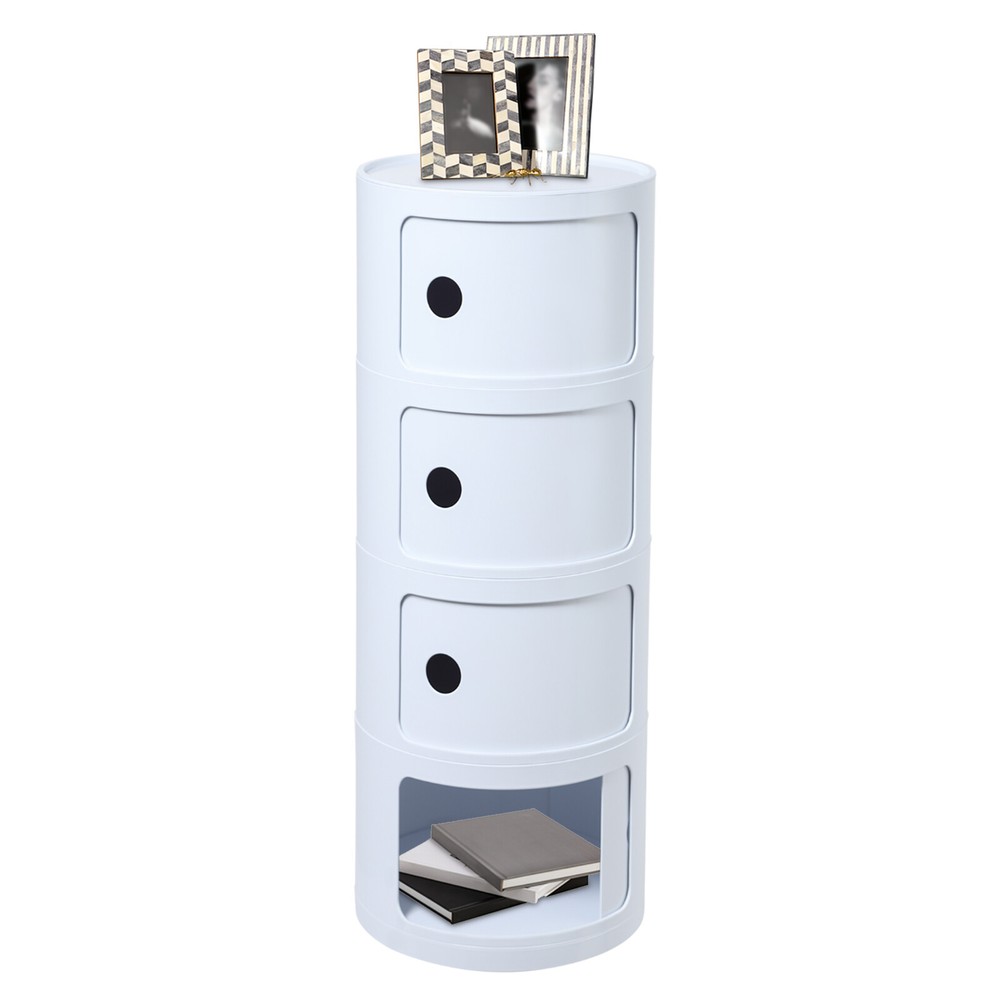 Modern Four layer Multifunctional End Table Storage Cabinet, Round Nightstand