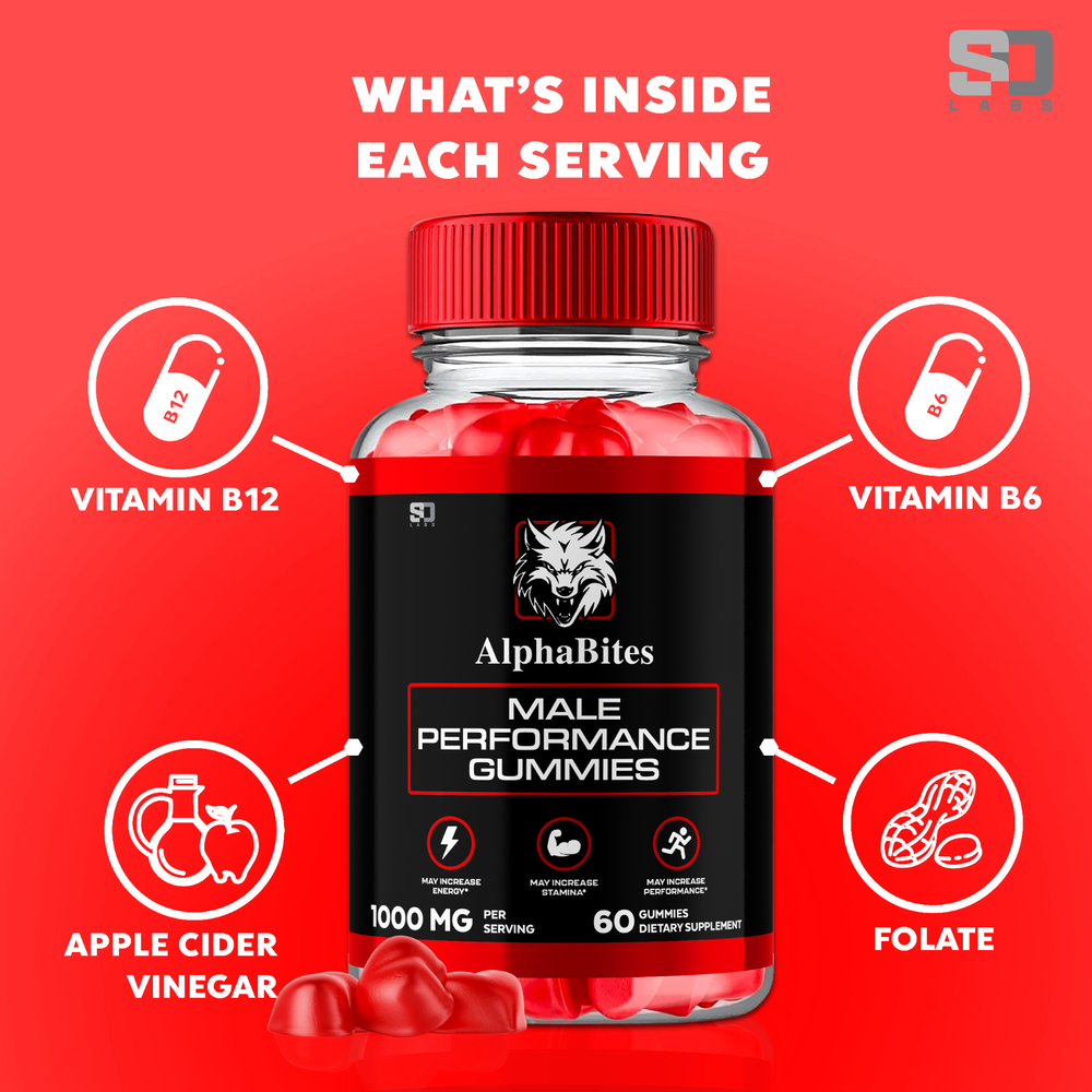 (3 Pack) Alpha Bites Male Gummies Advanced Performance and Stamina (180 Gummies)