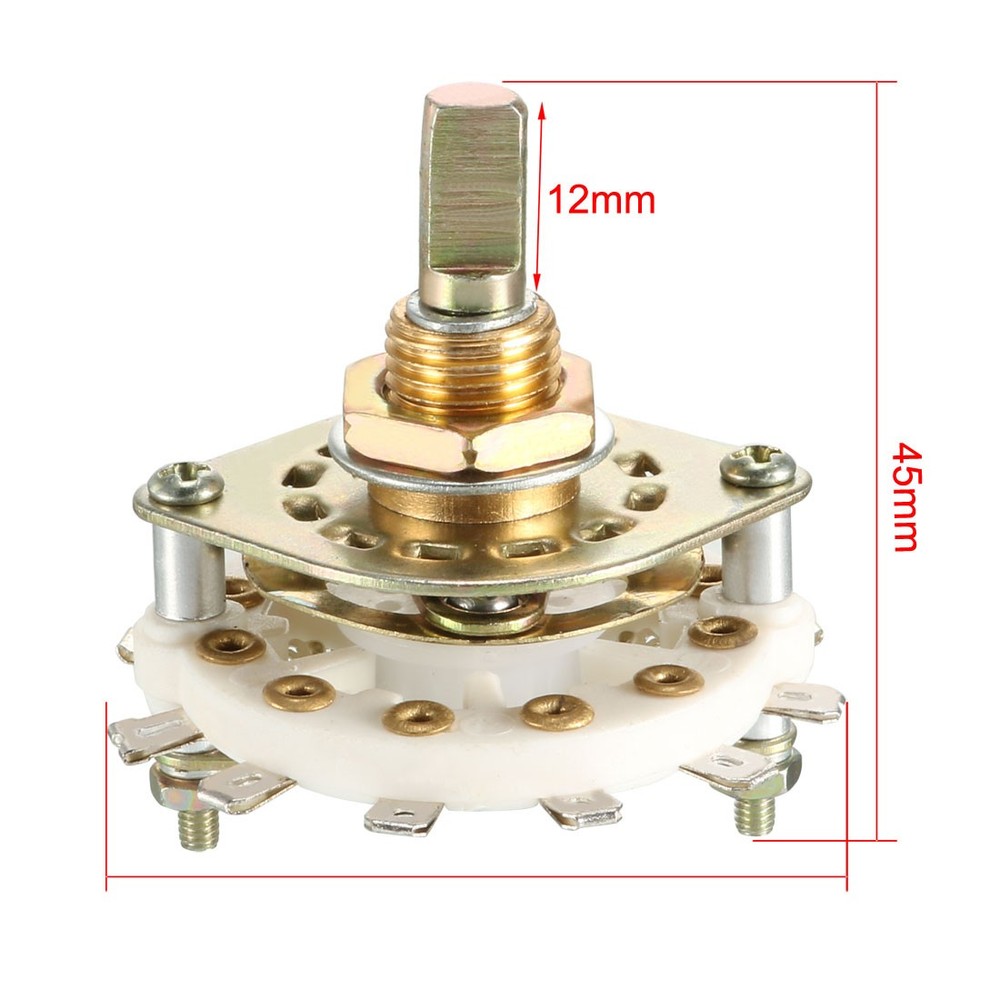 4Pcs 12Pins 2P5T 2 Pole 5 Position Single Deck Band Selector Rotary Switch