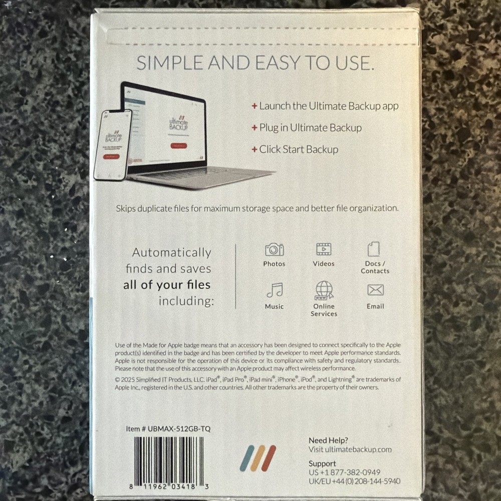 External Hard drive Ultimate Backup Max Multi-Port 512GB Storage Device