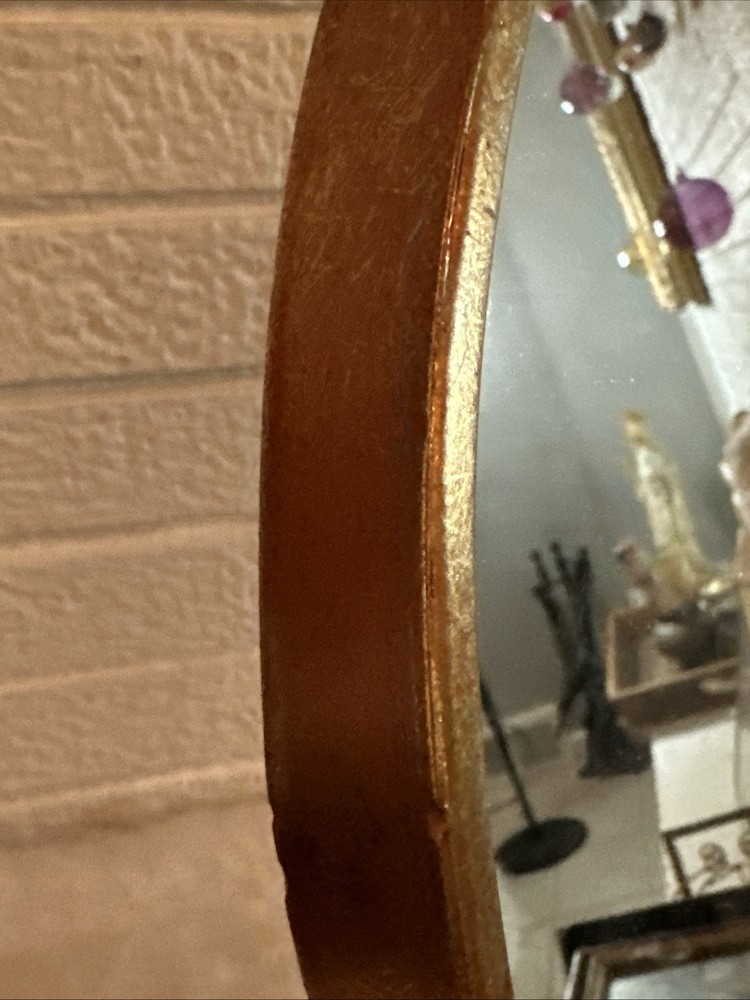 VTG Oval Wall Mirror Frame Gold Glit 10X7