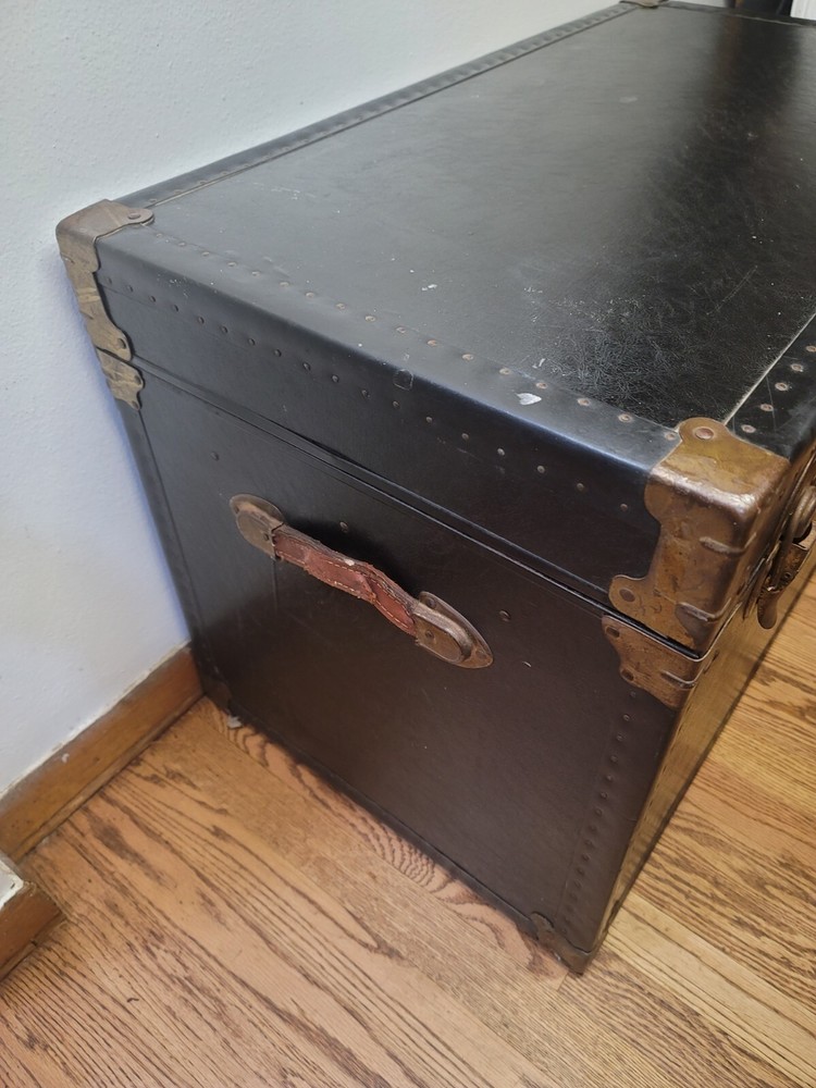 Vintage Steamer Trunk Industrial Coffee Side Table