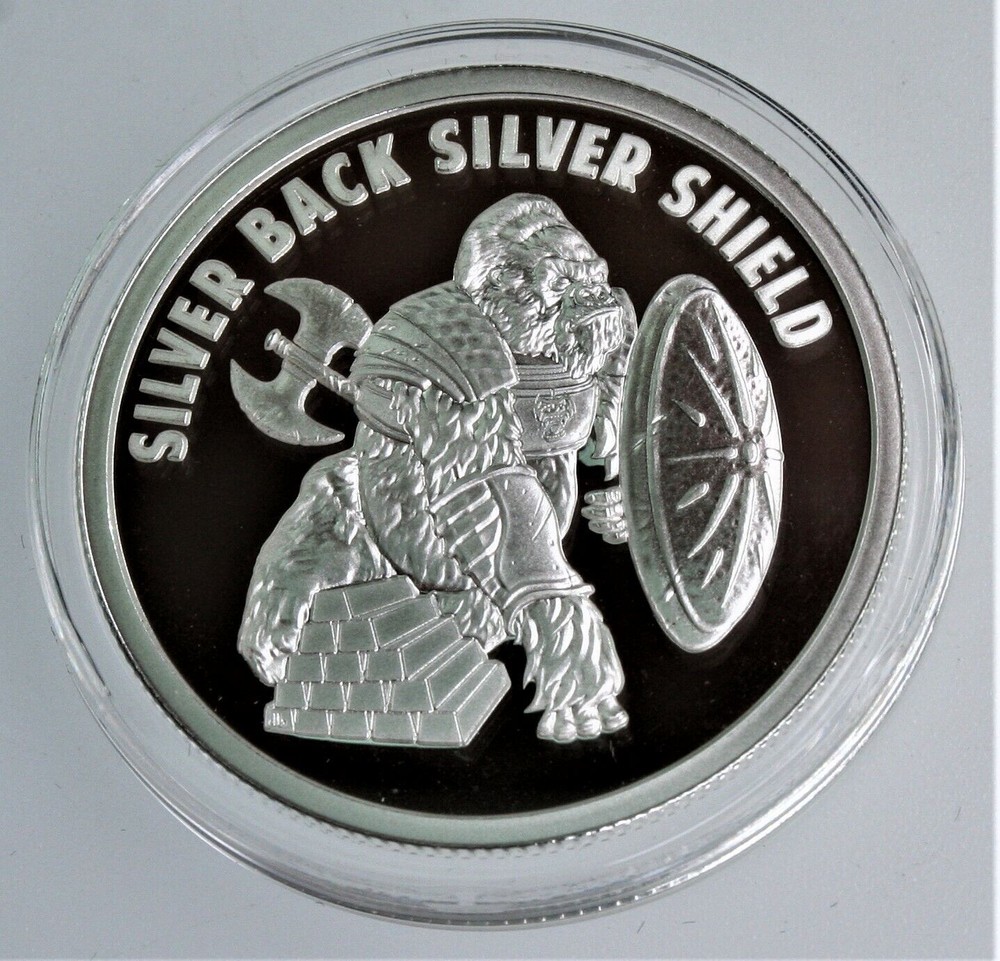 Silver Back Gorilla Silver Shield Proof World War Meme #6 2021 1oz
