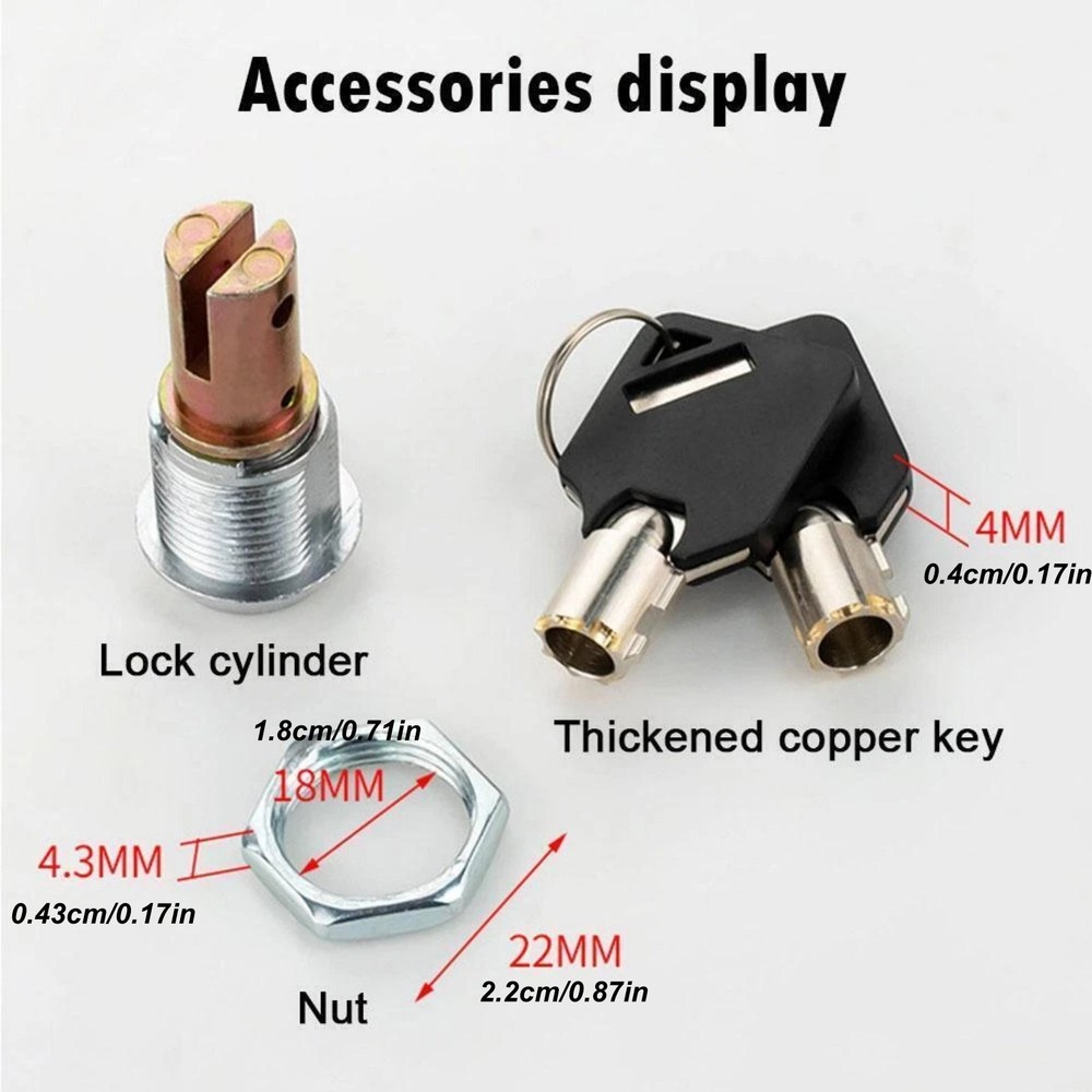 Tool Box Lock Assembly with Keys Replacement For Drawers Storage Cabinets