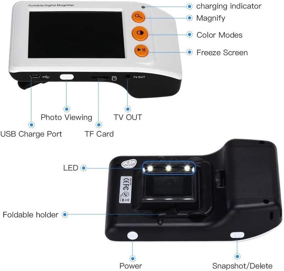 Compact Video Magnifier Portable Electronic Aid 2x-25x Zoom