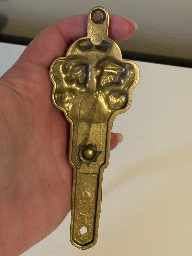 Vintage Solid Brass Wall Hook Serpent-Style With Faces Ornate