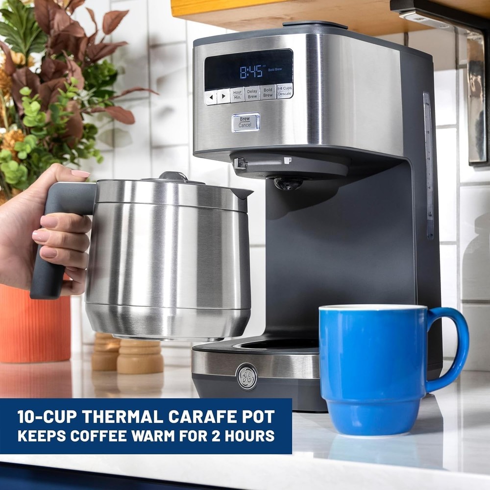 GE 10 Cup Drip Coffee Maker with Single Serve