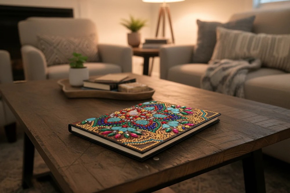 Diamond Art Painted Mandala Journal – Rhinestone Embellished Notebook