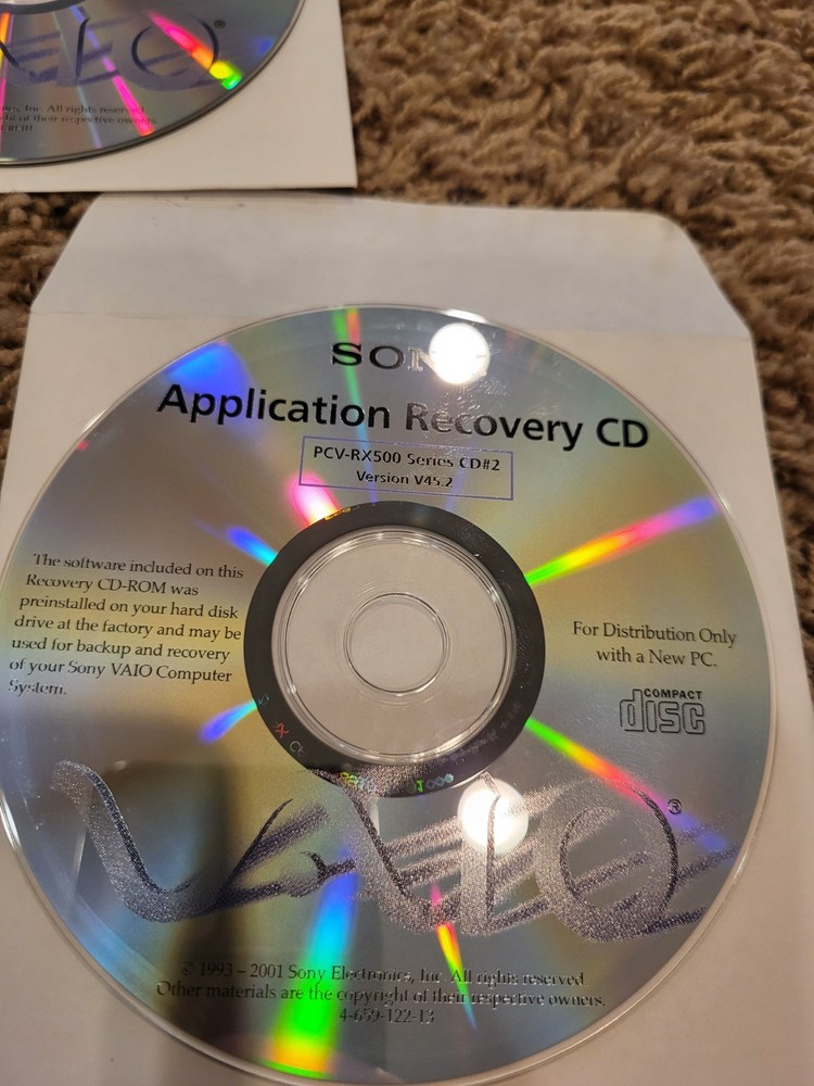 Sony VAIO PCV-RX500 System Recover Disc Set
