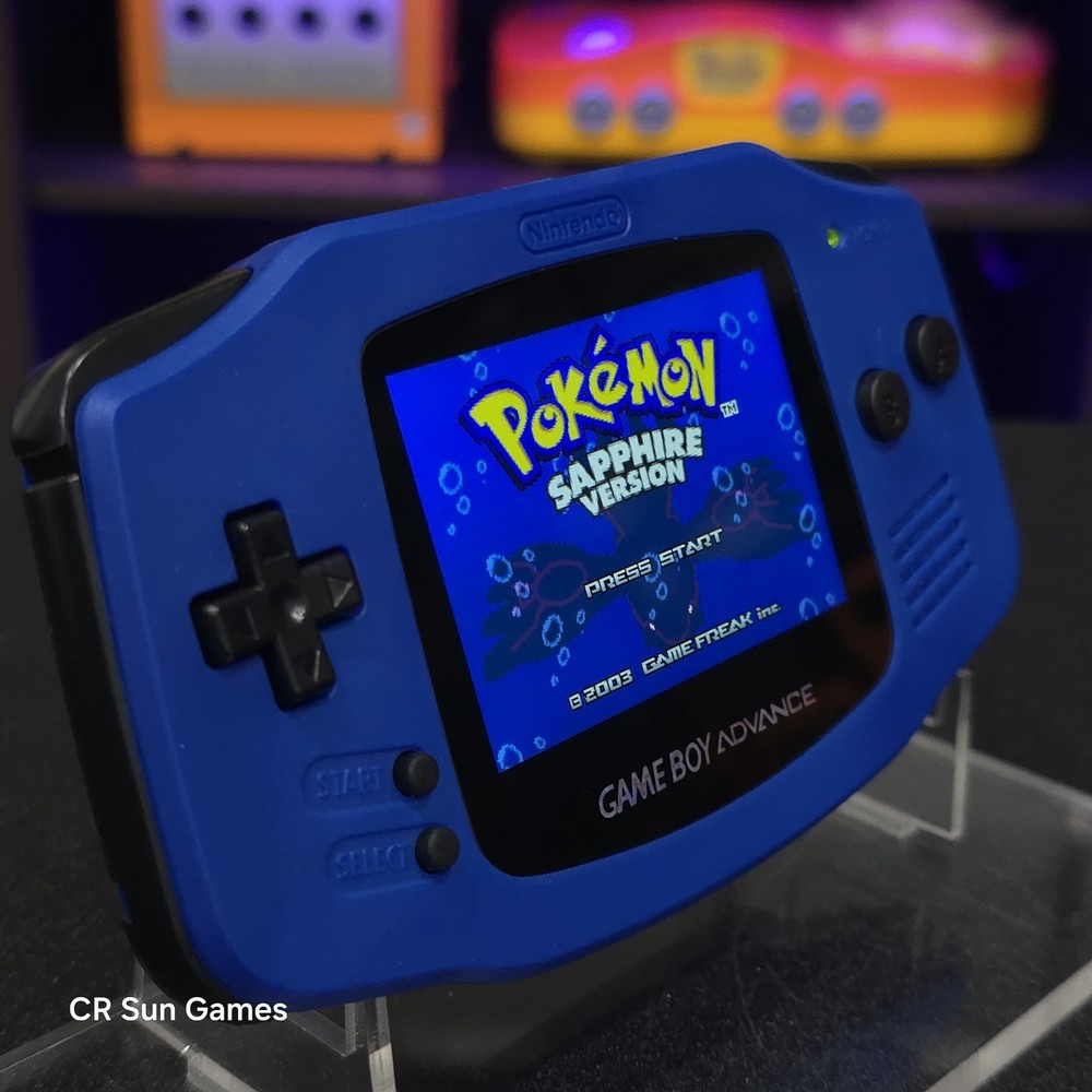 Blue Game Boy Advance GBA Console with iPS V5 Backlight Backlit LCD