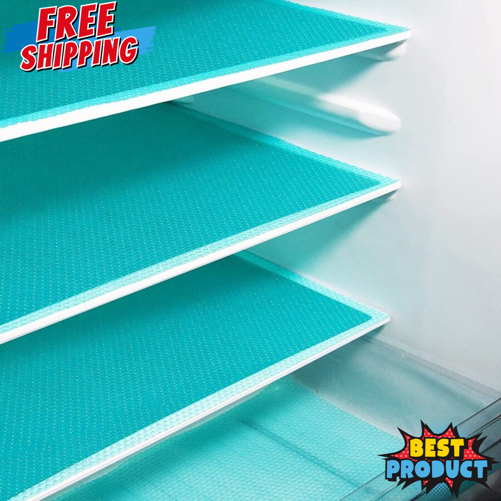 4pc Fridge Liners and Drawer Mats Washable Waterproof Refrigerator Shelving Pads