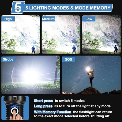 Rechargeable Flashlights, Super Bright Flash Lights, Powerful Flashlight