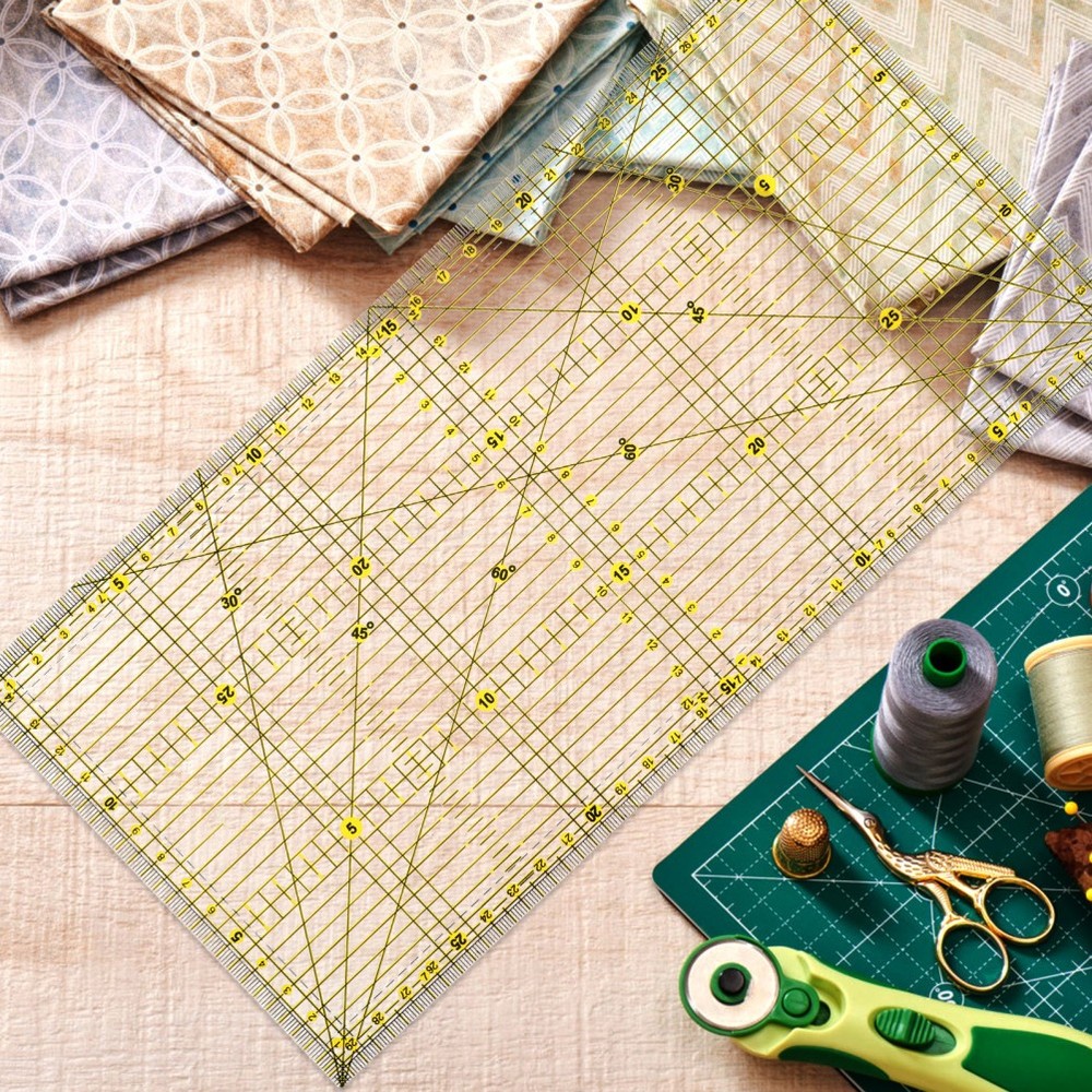 Slotted Quilting Ruler Patchwork Quarter Fabric Cutting Template