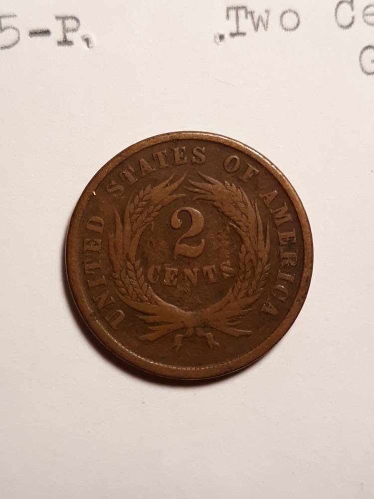 1865 2 Cent Coin Brown
