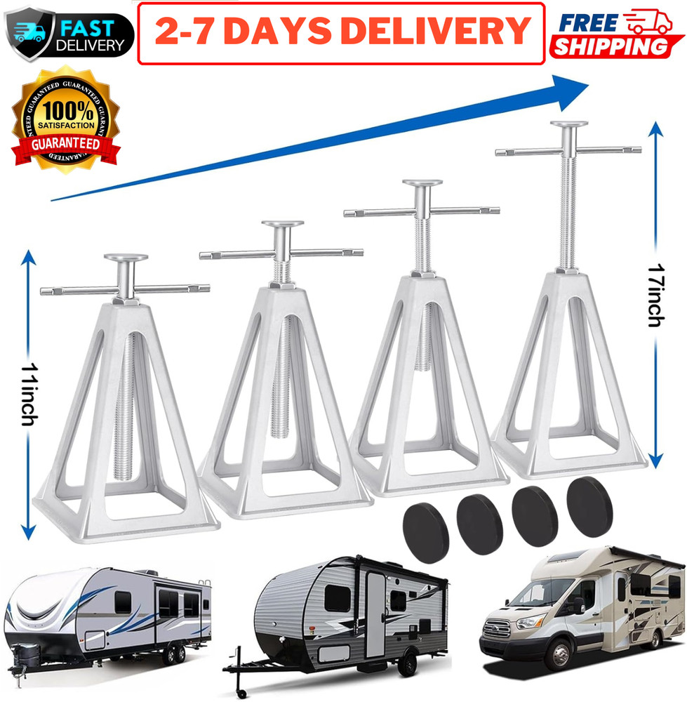 Aluminum RV Stack Jack Adjustable Trailer Stabilizer Support Camper Level Stand