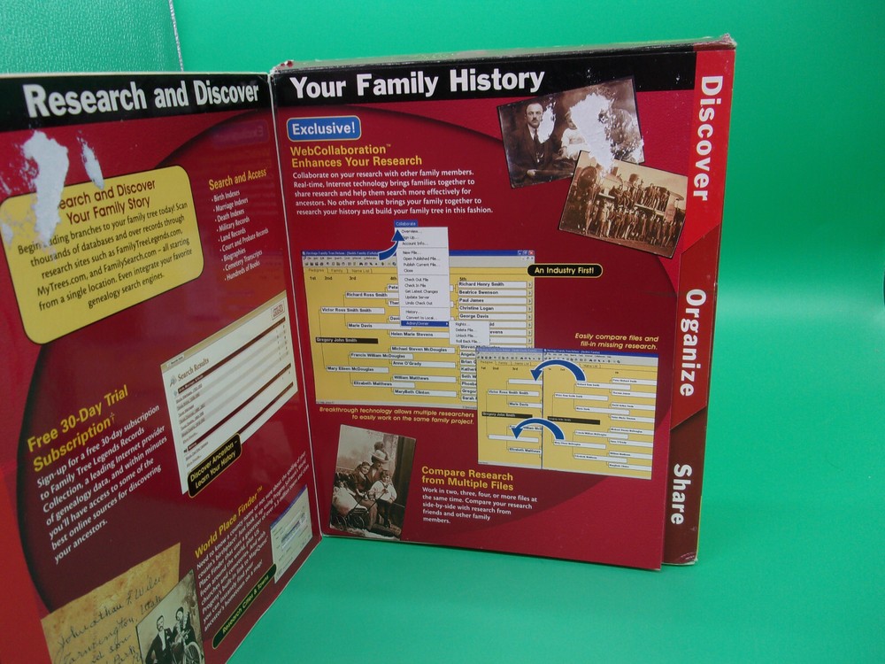 Heritage Family Tree Deluxe Software 2005 CD-Roms For Windows - CDs unopened
