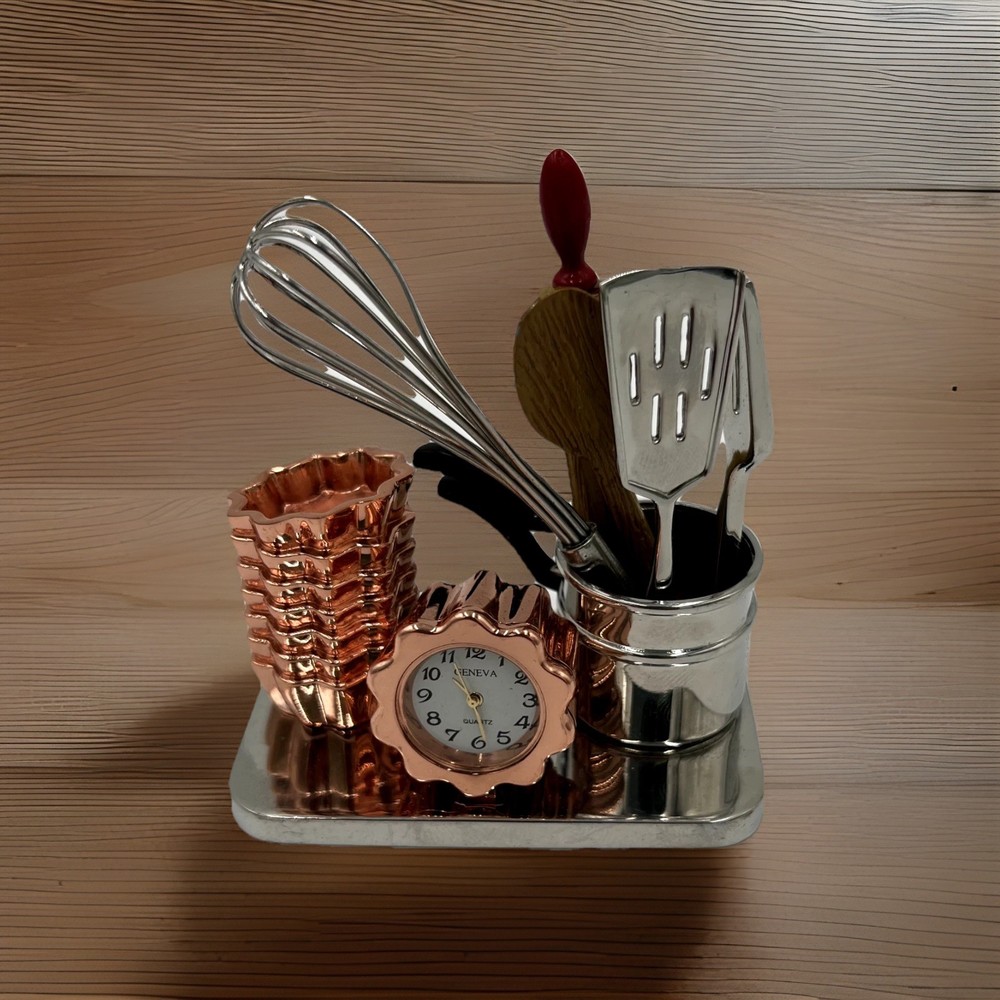 Christmas Gift Desk Clock Miniature Kitchen Tools.