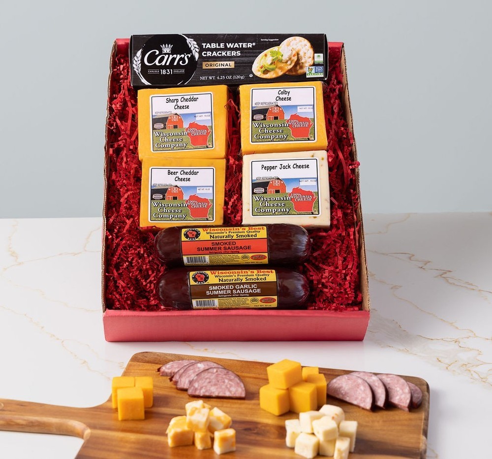 Wisconsin Big Specialty Cheese, Cracker & Sausage Gift Box