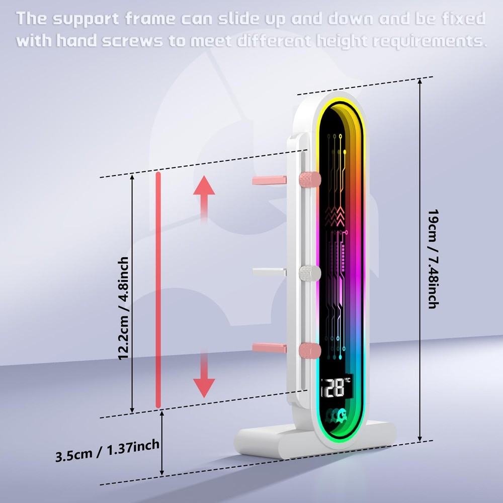 ARGB GPU Support Bracket with Temperature Display（Ambient Case Temp），5V 3pin ...