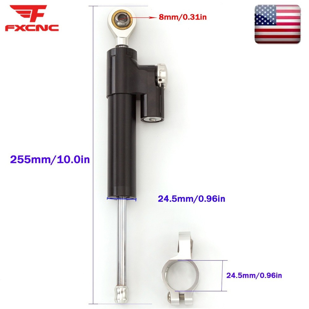 CNC Motorcycle Universal Adjustable Steering Damper Stabilizer Safety Black&Gold