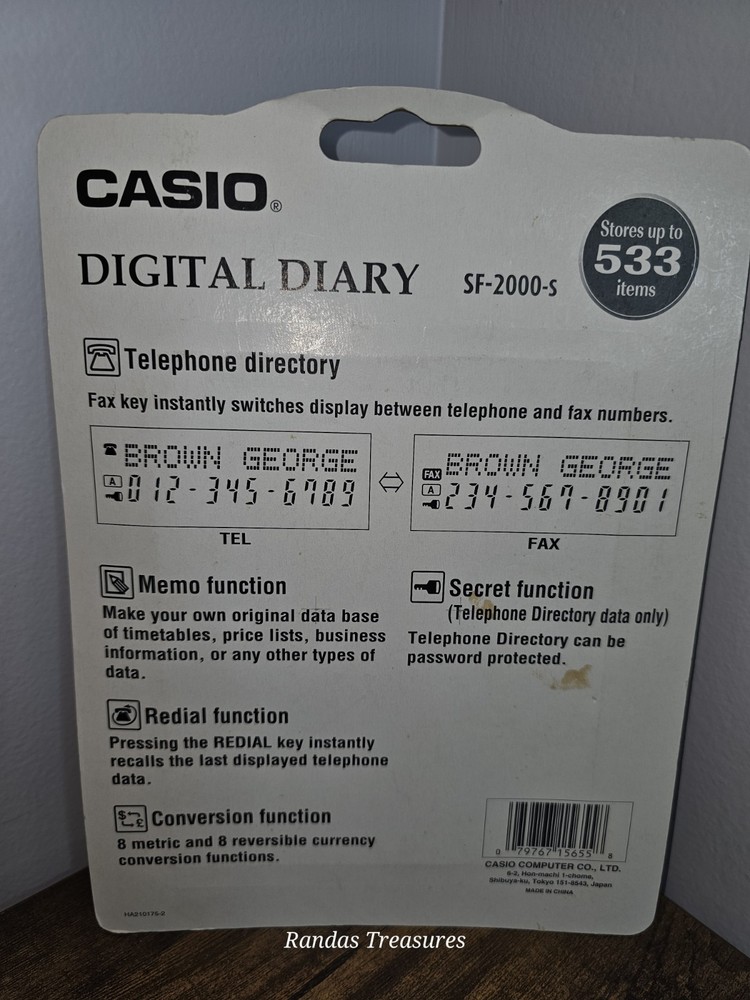 Casio SF-2000 Digital Diary Vintage Personal Organizer